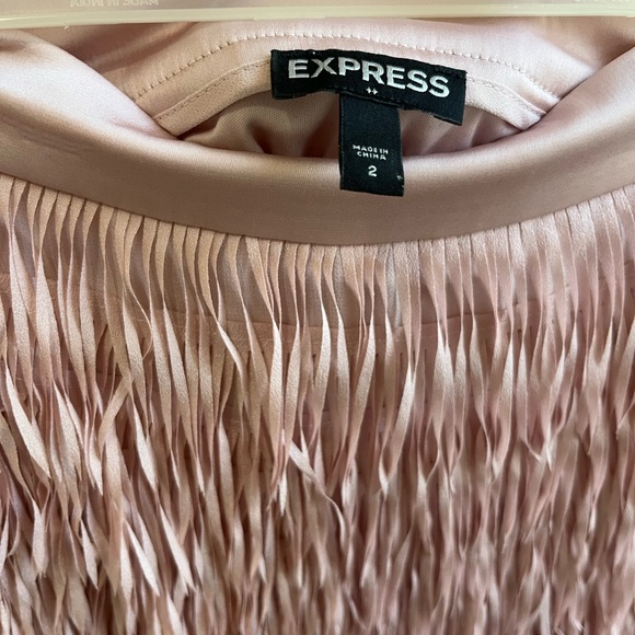 Size 2 pink mini skirt. silk fabric with crepe feathers brand new.side zipper - Picture 4 of 4